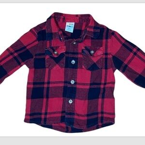 24 Month red flannel buffalo plaid button shirt toddler Christmas shirt baby boy